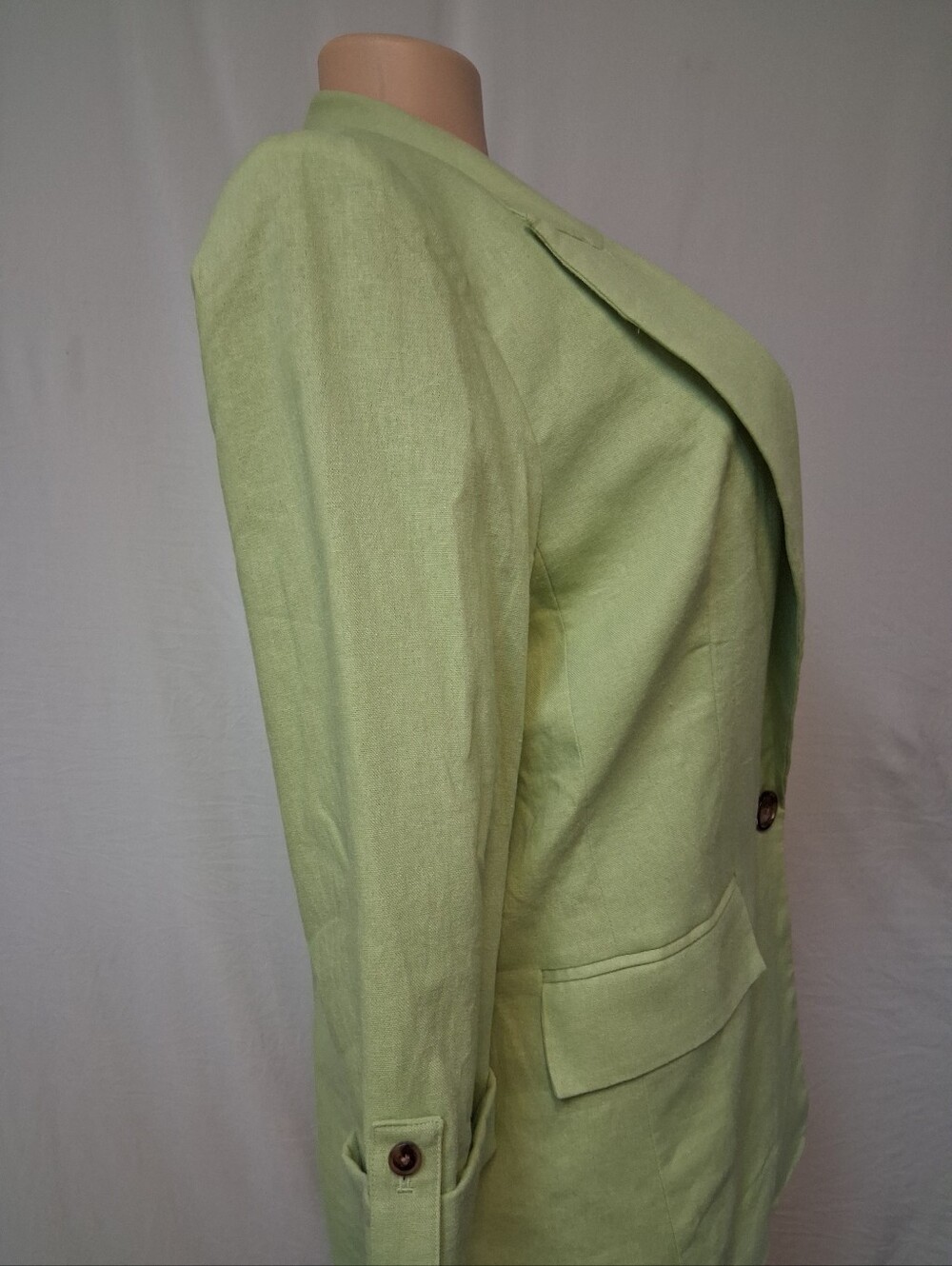 Ophelia Roe Womens Light Green Single-Button Linen Blend Blazer - Picture 8 of 16